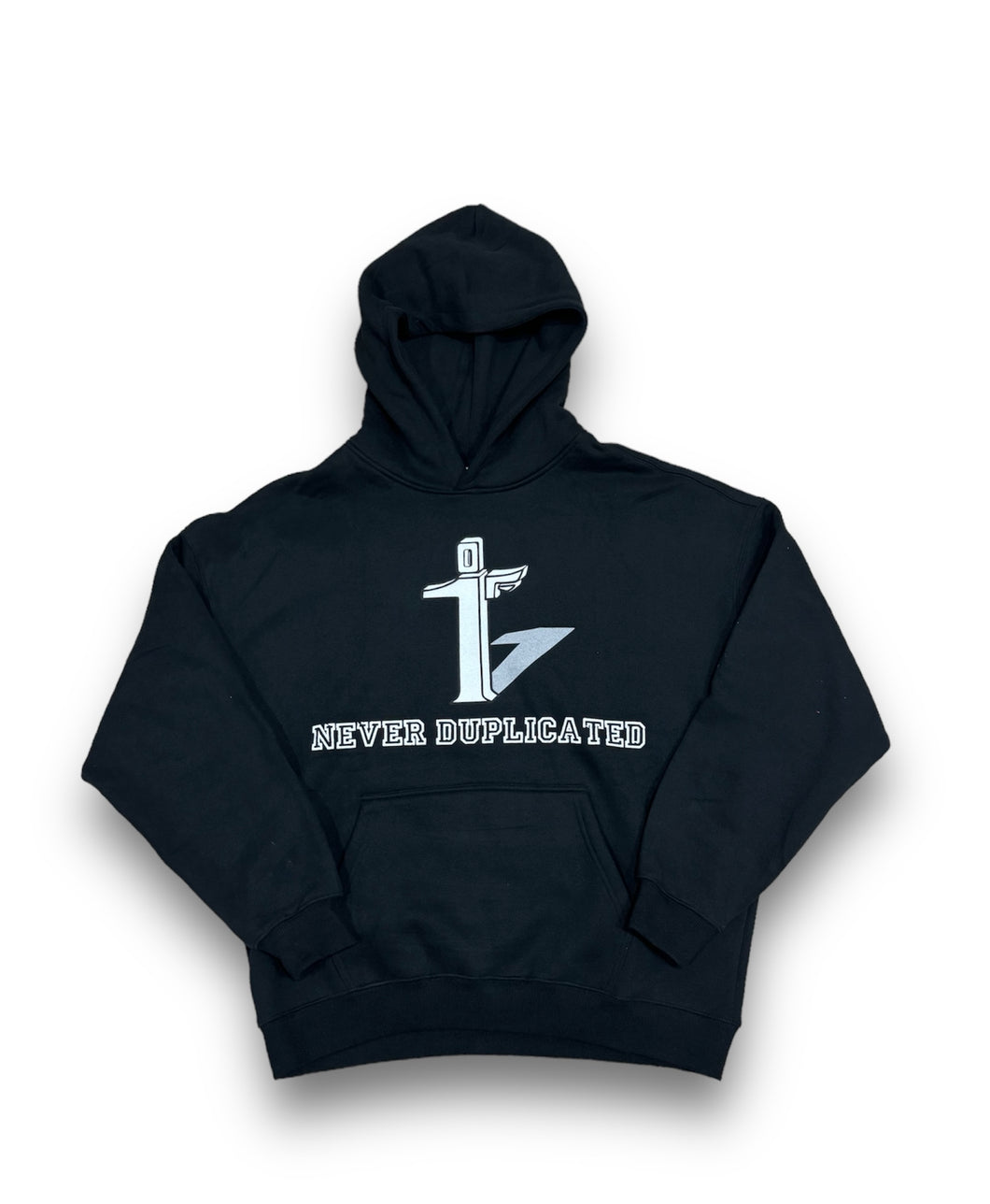 “Never duplicated” hoodie